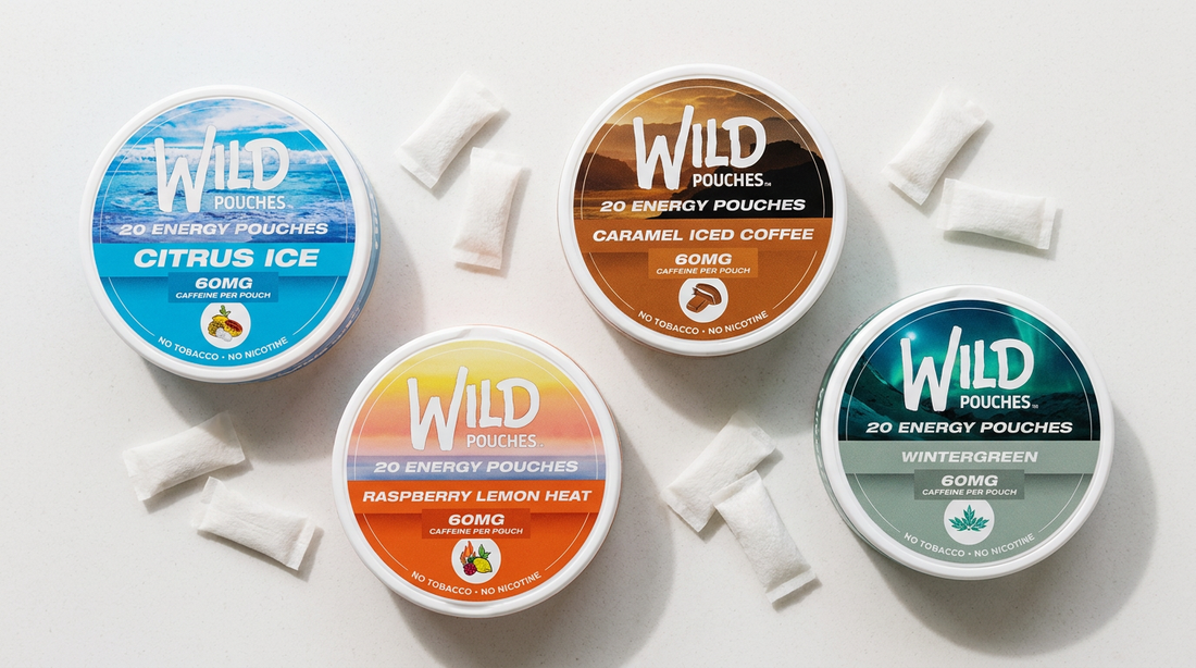Wild Pouches caffeine pouch tins and loose pouches flat-lay