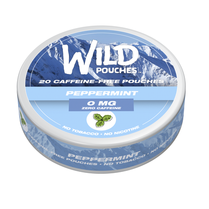 Peppermint caffeine pouches tin, three-quarter view