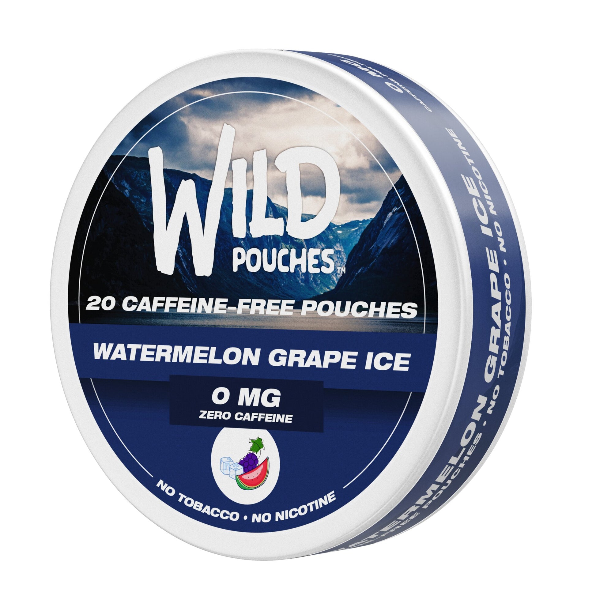 Watermelon Grape Ice caffeine pouches 0mg caffeine-free tin